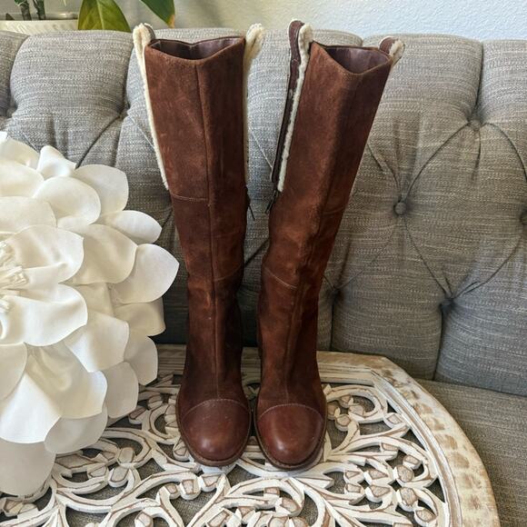 UGG Suede Leather Brown Heels Boots Women’s 9 - Picture 4 of 10